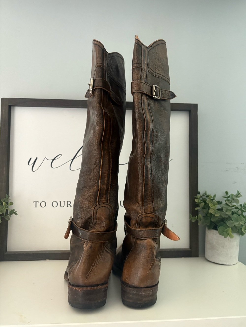 Frye Dorado Distressed Leather Boots Women’s Size 9 - Picture 3 of 9